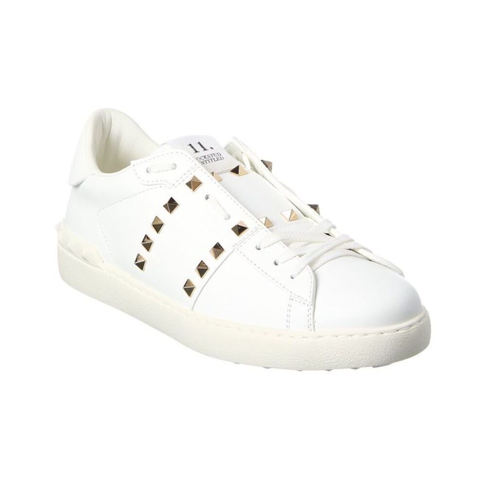 Valentino Rockstud Untitled Leather Sneaker, White